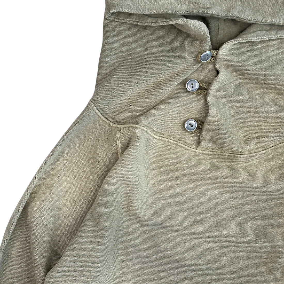 (2) KAPITAL TRI-BUTTON PULLOVER HOODIE - LIGHT KHAKI - Image 3