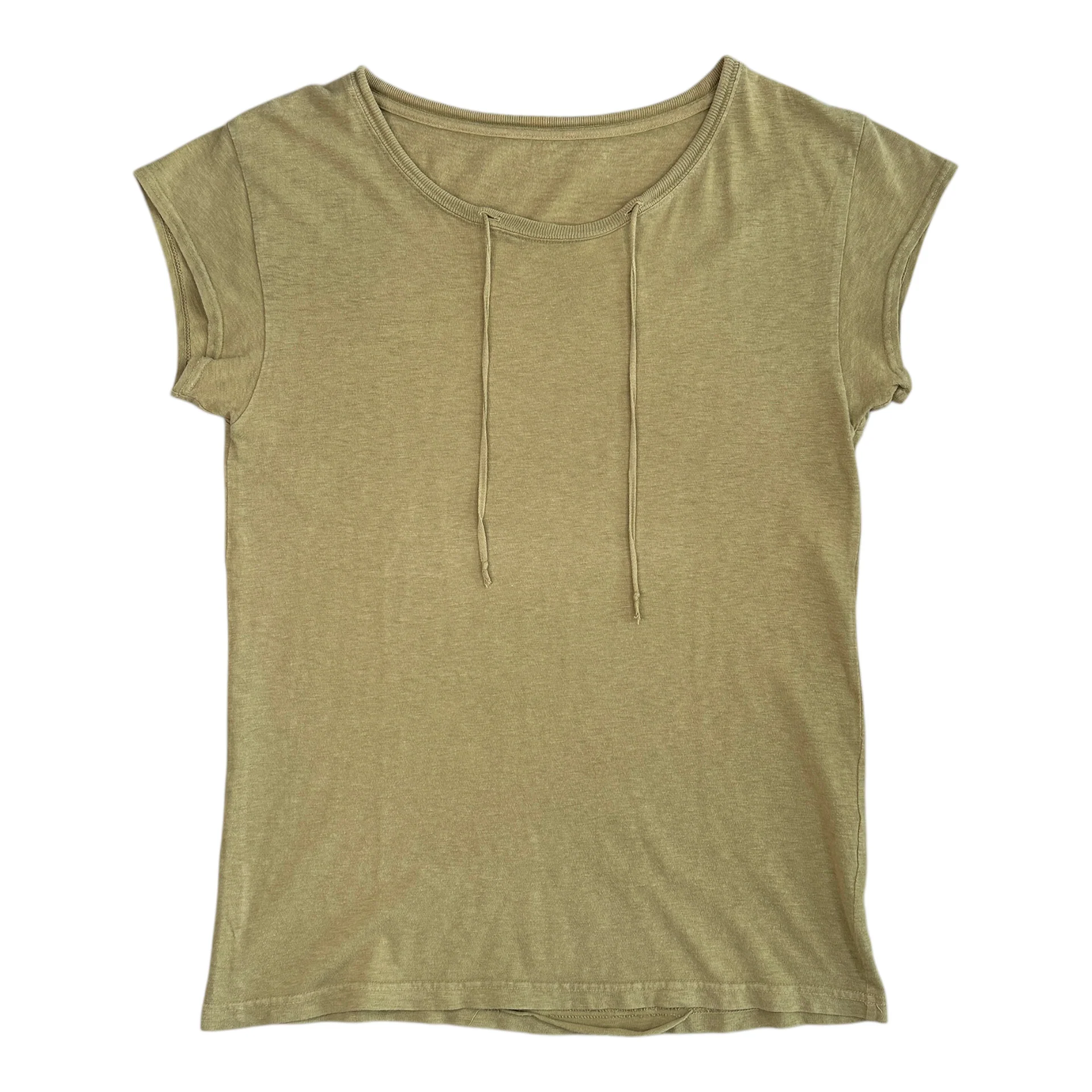 (3) KAPITAL DRAWSTRING T-SHIRT - LIGHT KHAKI