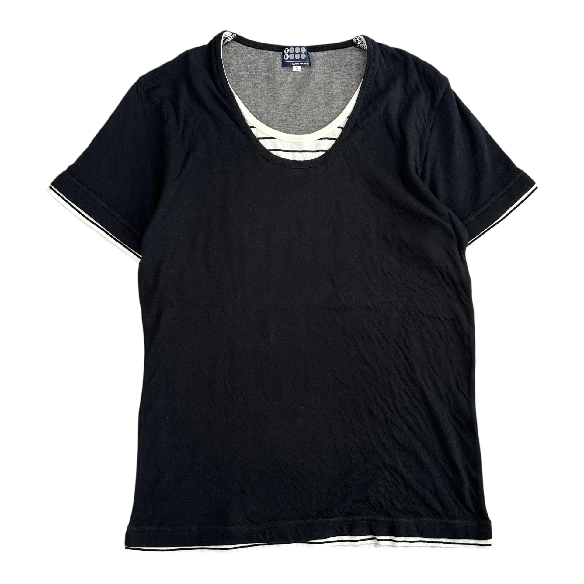 (3) TAKEO KIKUCHI DOUBLE LAYERED T-SHIRT - BLACK