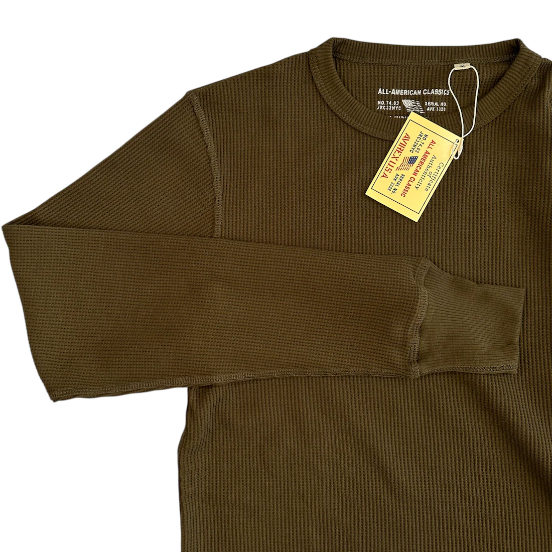 AVIREX WAFFLE LONG SLEEVE TOP - OLIVE - Image 4