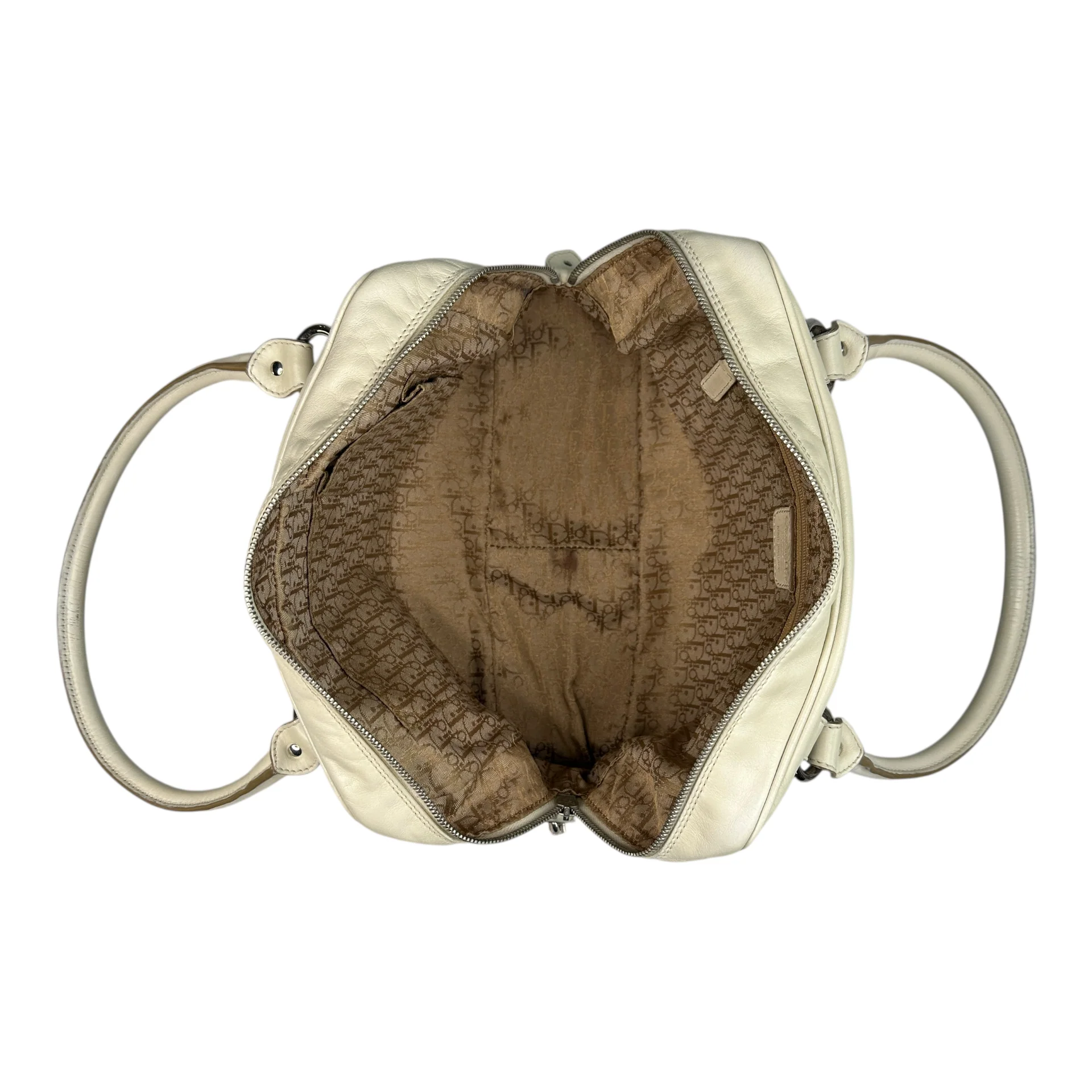 DIOR 2006 INITALS LEATHER TOP HANDLE TOTE BAG - CREAM - Image 4