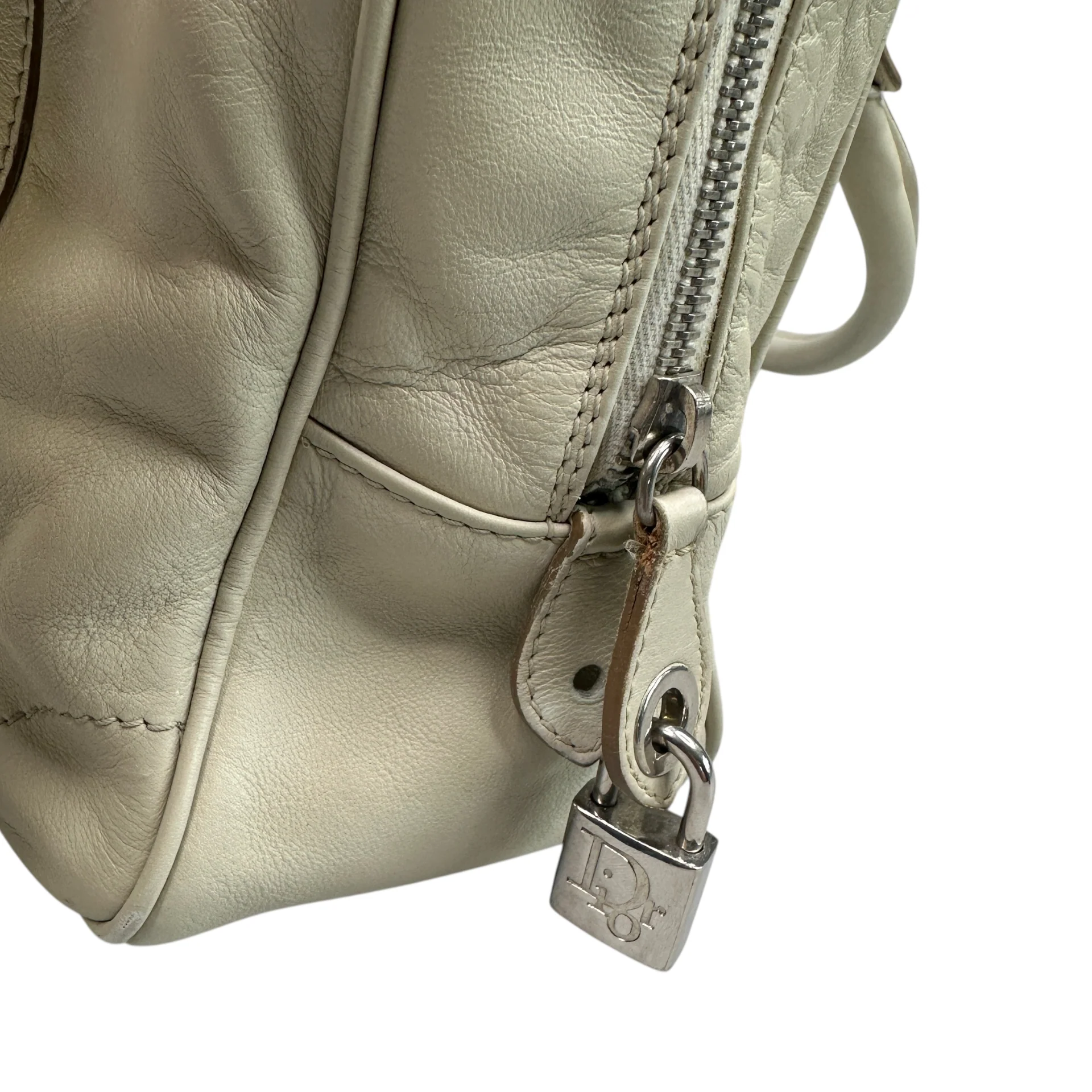 DIOR 2006 INITALS LEATHER TOP HANDLE TOTE BAG - CREAM - Image 7
