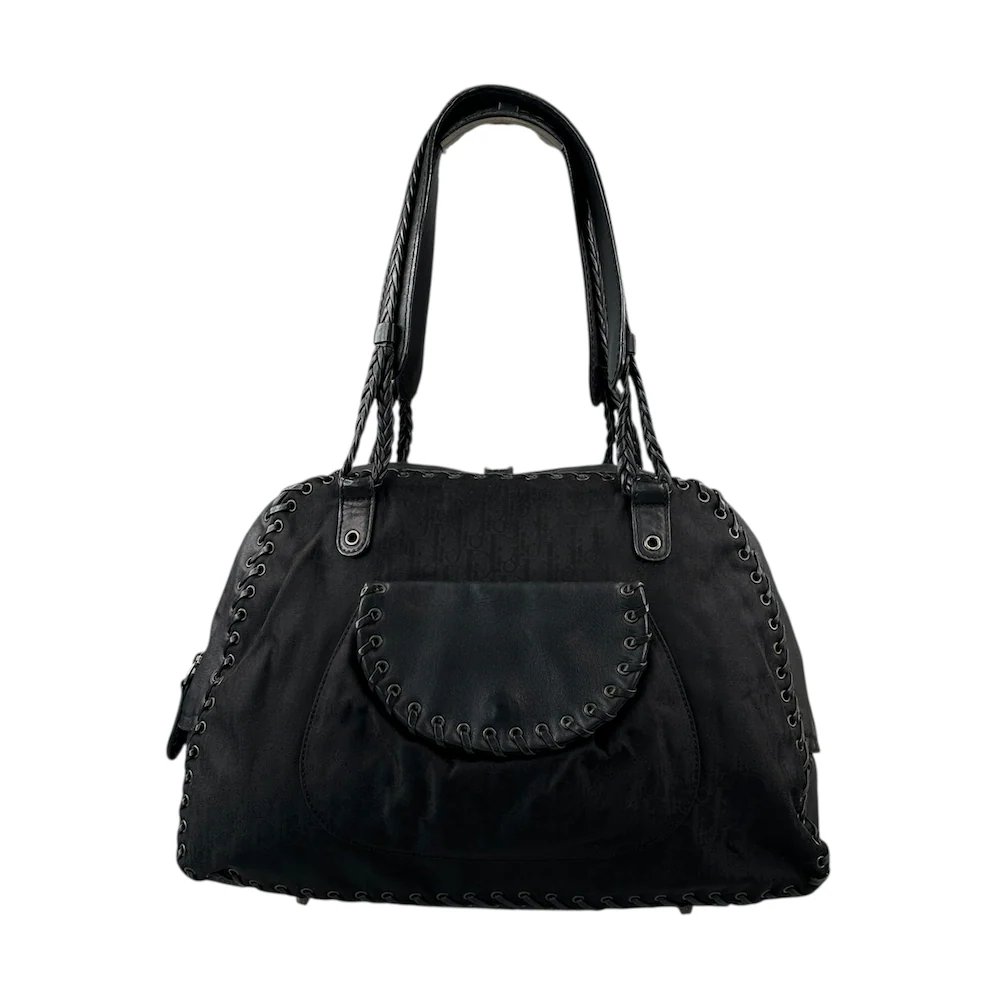 DIOR 2007 MONOGRAM SHOULDER BAG - BLACK
