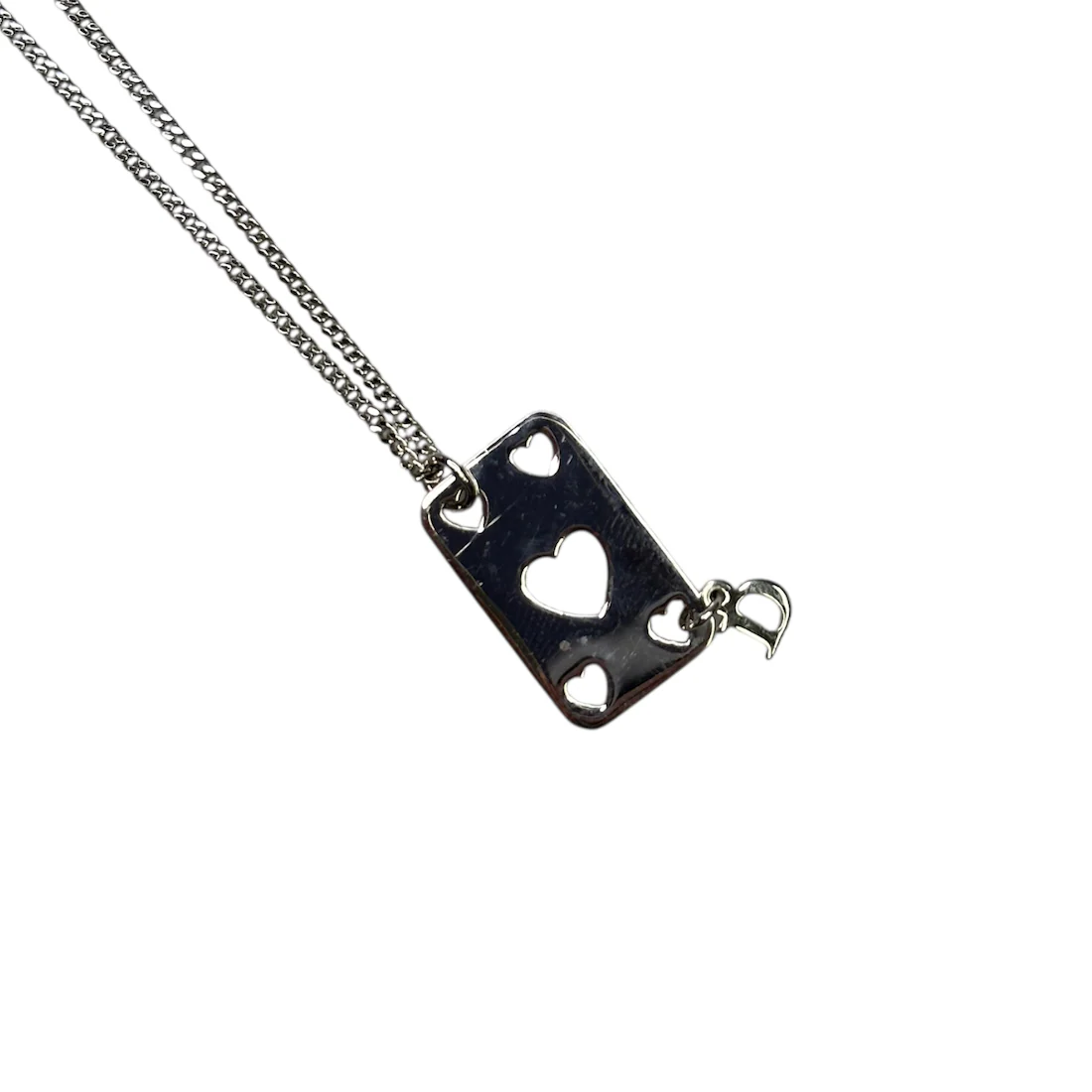 DIOR HEARTS PLAYING CARDS NECKLACE - SILVER PLATED - Image 3