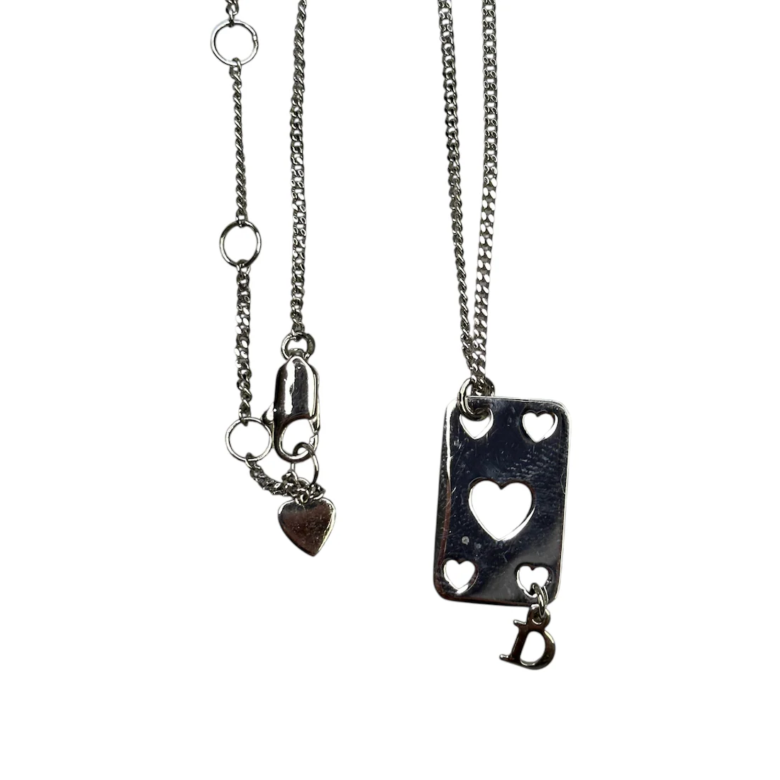 DIOR HEARTS PLAYING CARDS NECKLACE - SILVER PLATED - Image 4