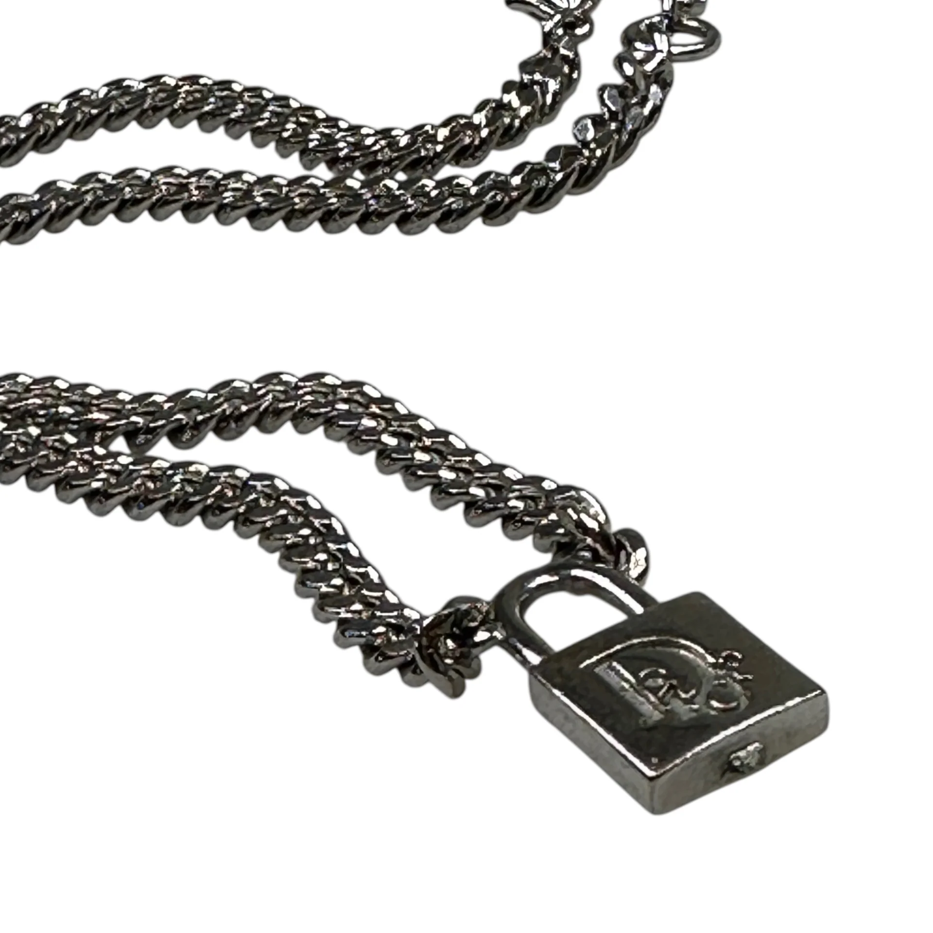 DIOR PADLOCK NECKLACE - BRASS (SILVER PLATED) - Image 3