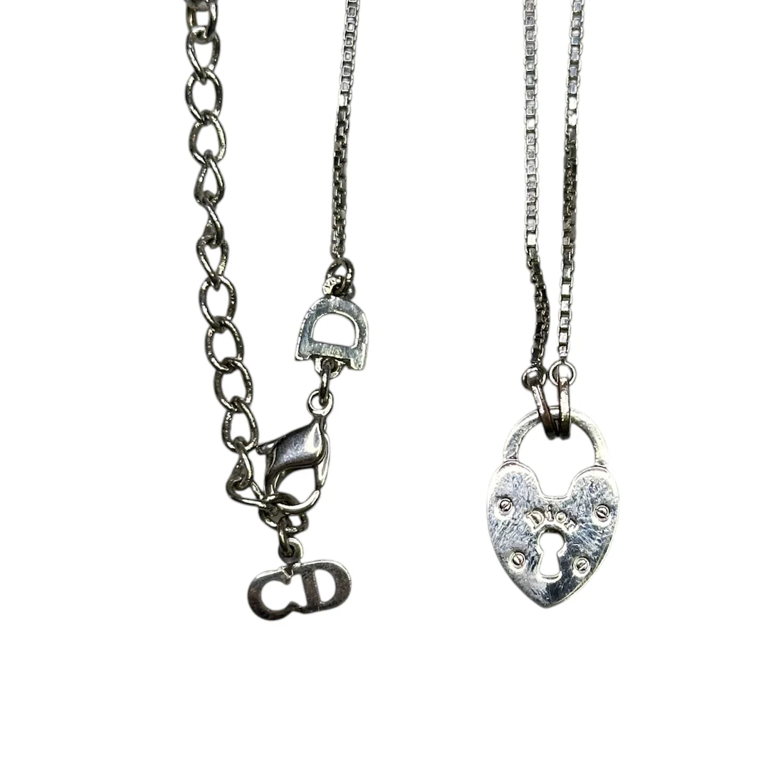 DIOR PADLOCK NECKLACE - SILVER PLATED - Image 4