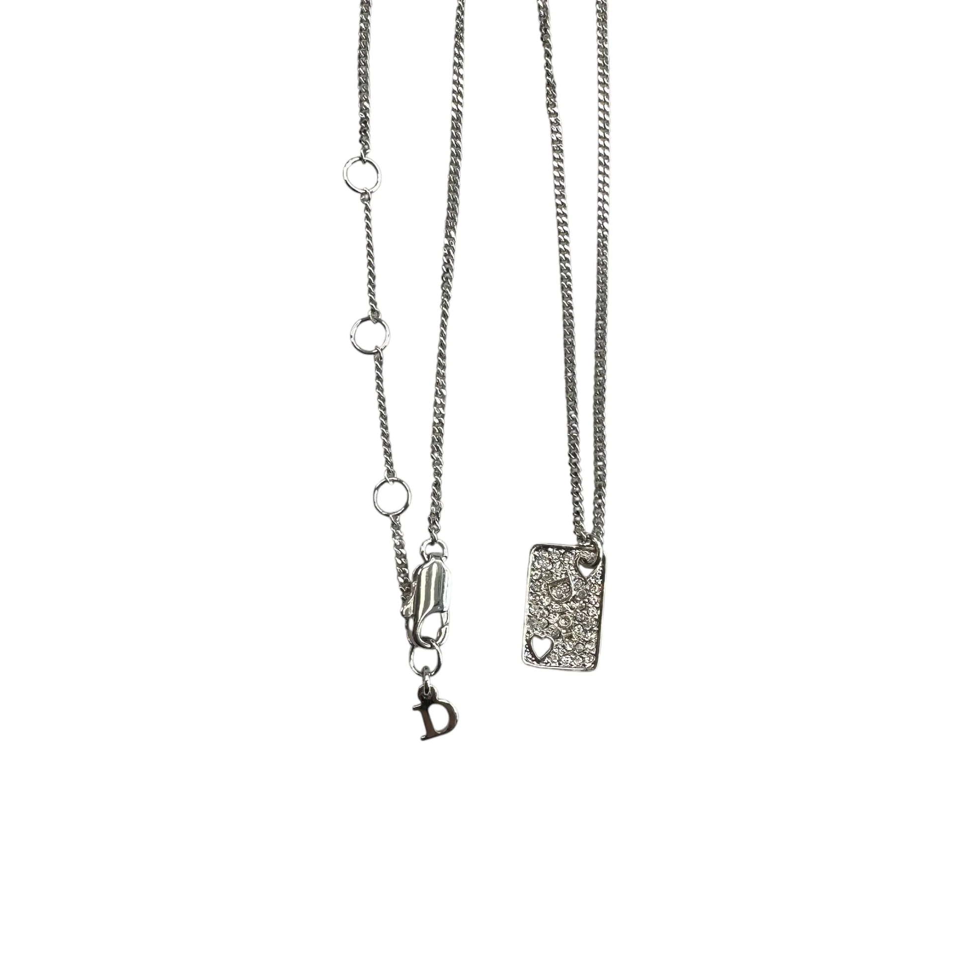 DIOR RINESTONE MINI TAG NECKLACE - SILVER PLATED (BRASS) - Image 3