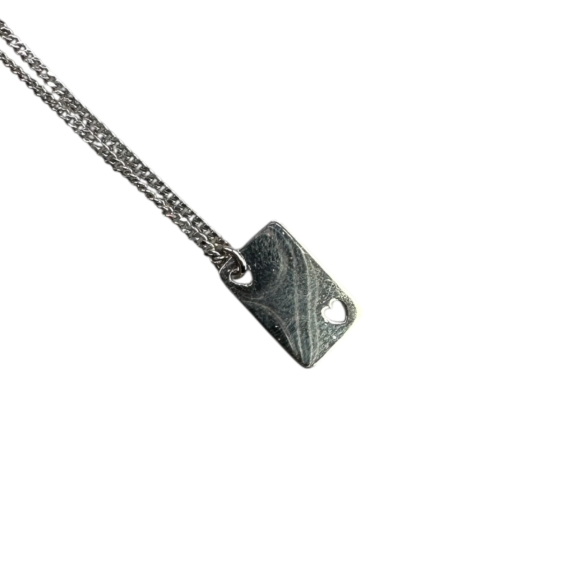 DIOR RINESTONE MINI TAG NECKLACE - SILVER PLATED (BRASS) - Image 4