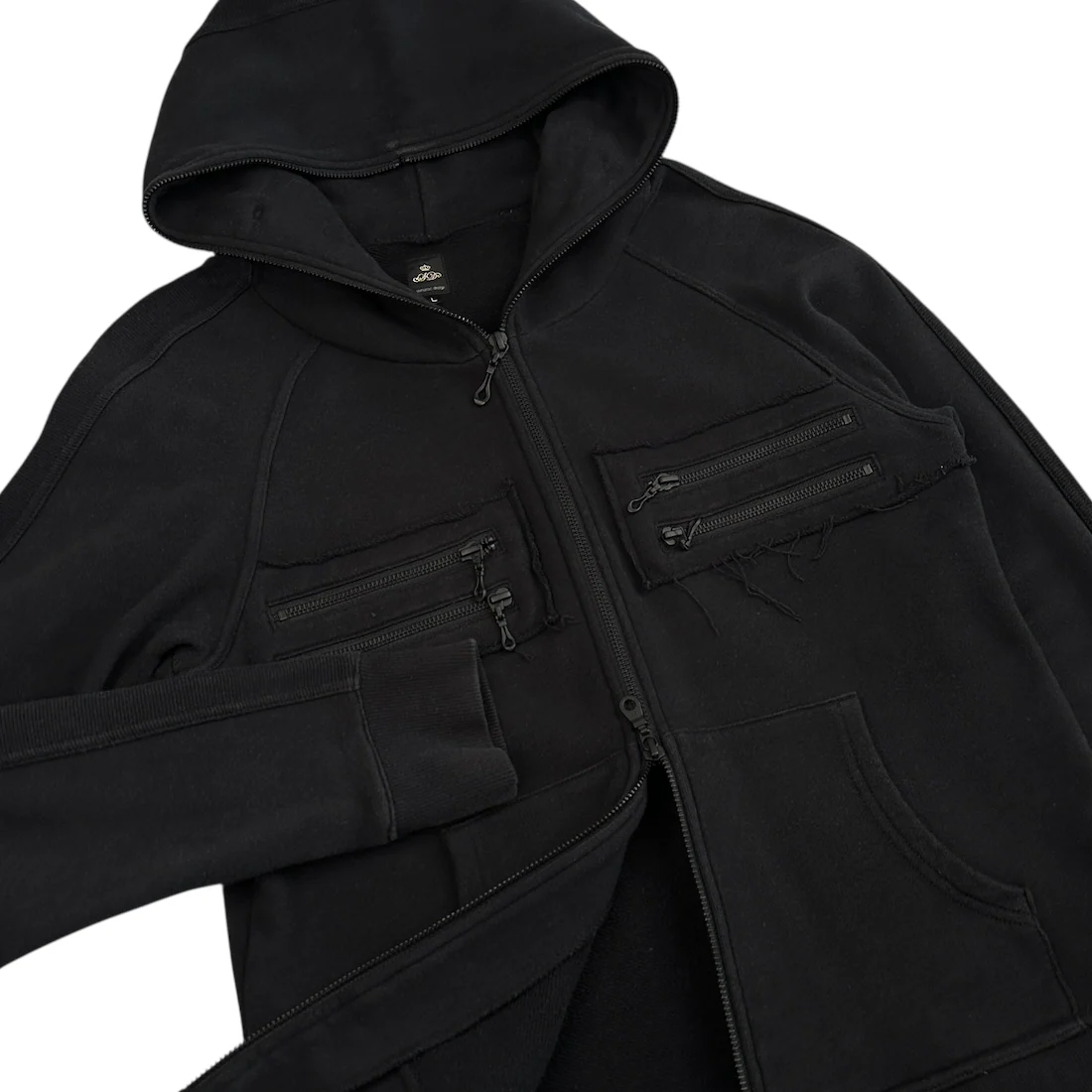 (L) SEMANTIC DESIGN "LOVE & PEACE" ZIP HOODIE - BLACK - Image 3