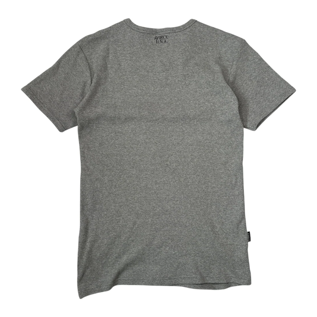 (M) AVIREX RIBBED V NECK T-SHIRT - GREY - Image 2