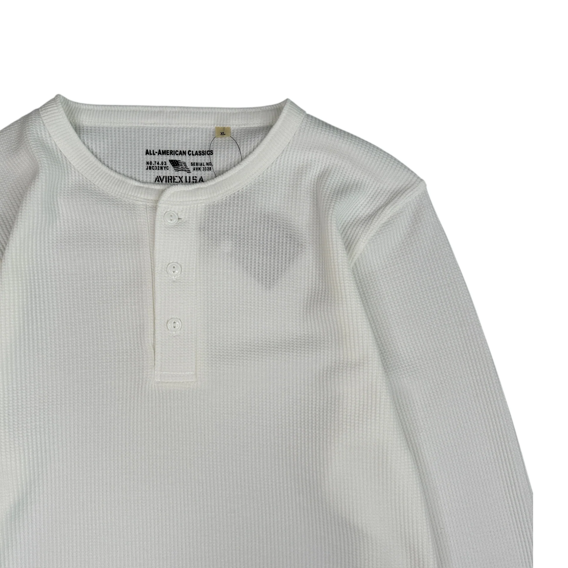 (NEW) AVIREX WAFFLE HENLEY LONG SLEEVE TOP - WHITE - Image 4