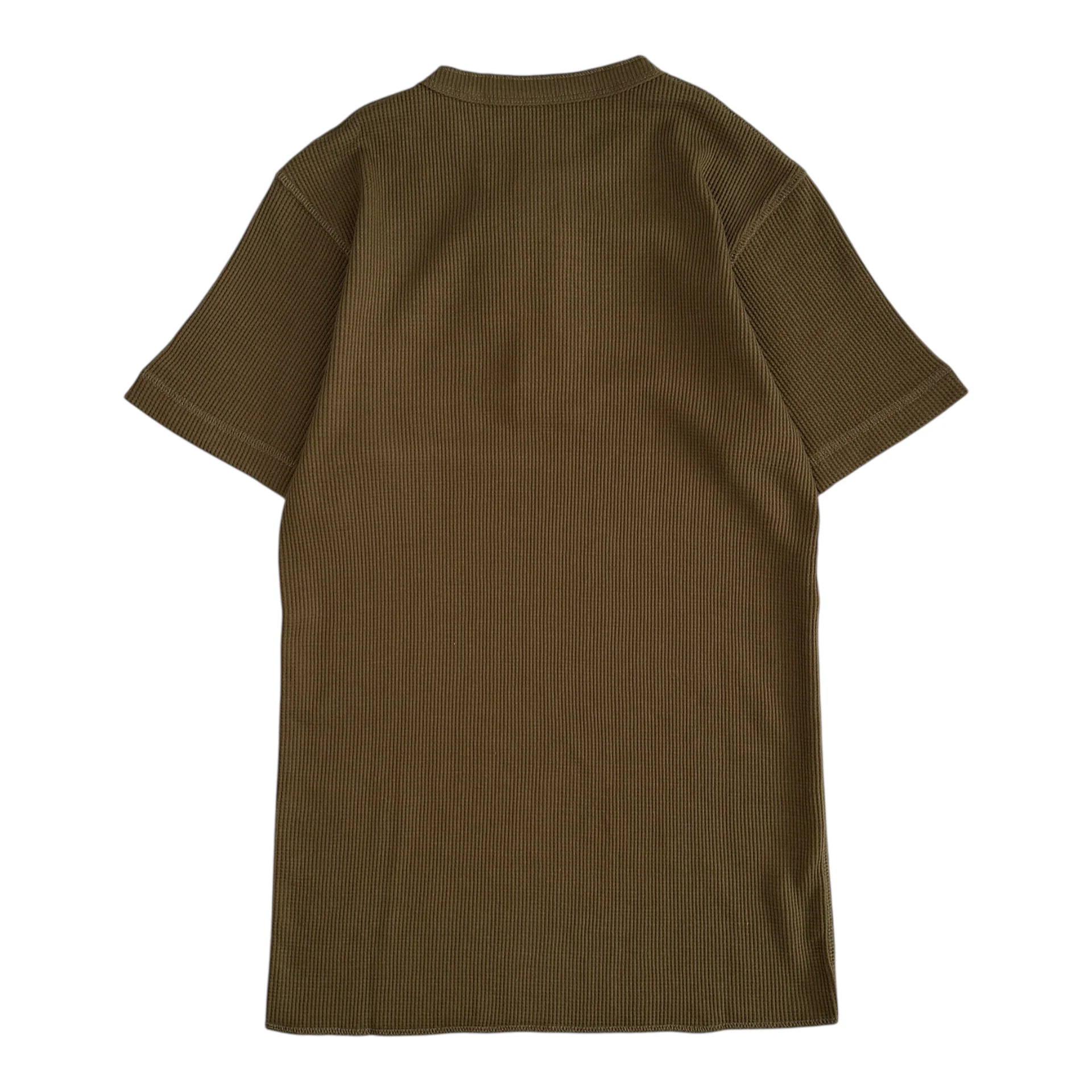 (NEW) AVIREX WAFFLE HENLEY SHORT SLEEVE TOP - OLIVE - Image 3