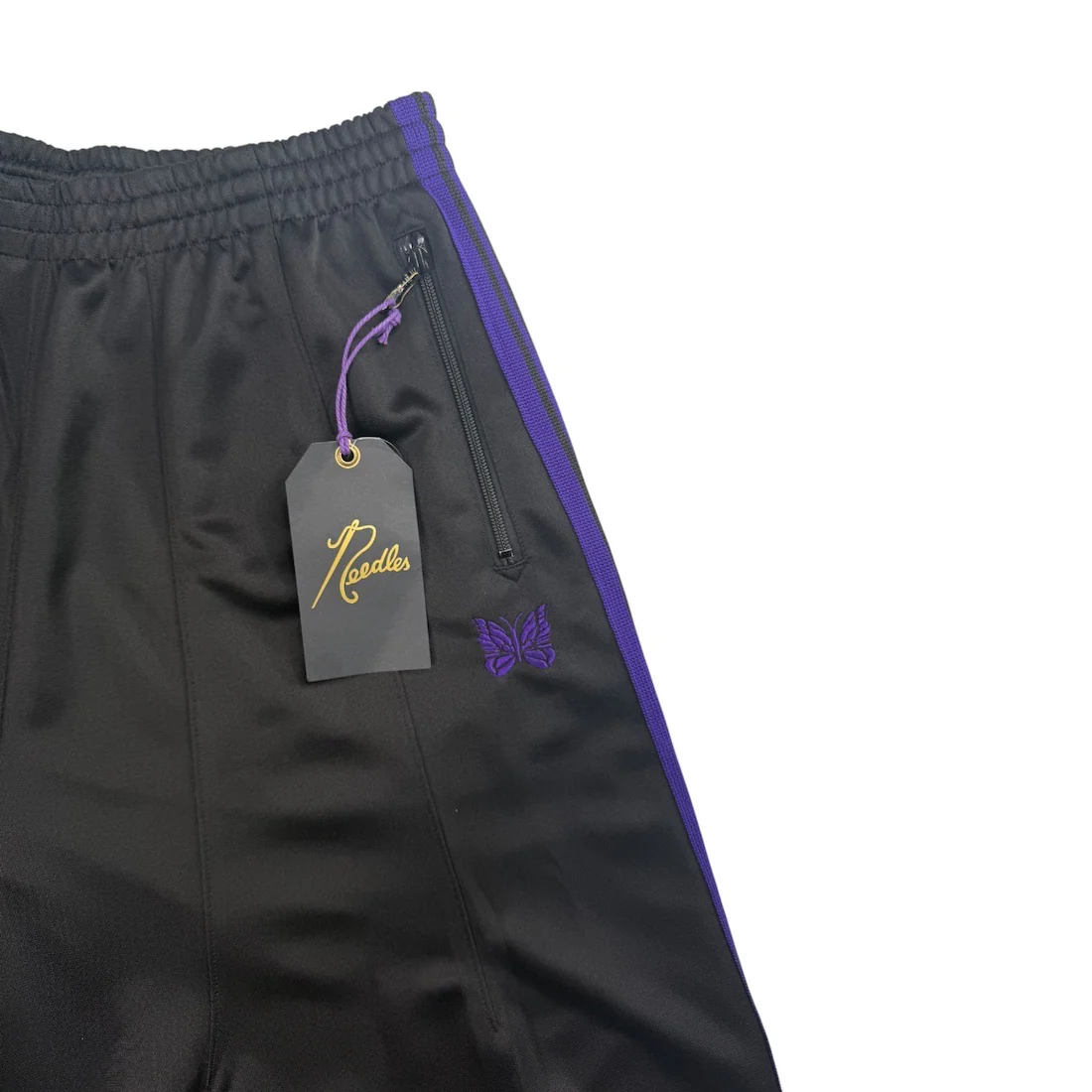 (NEW) NEEDLES H.D TRACK PANTS - BLACK / PURPLE - Image 3