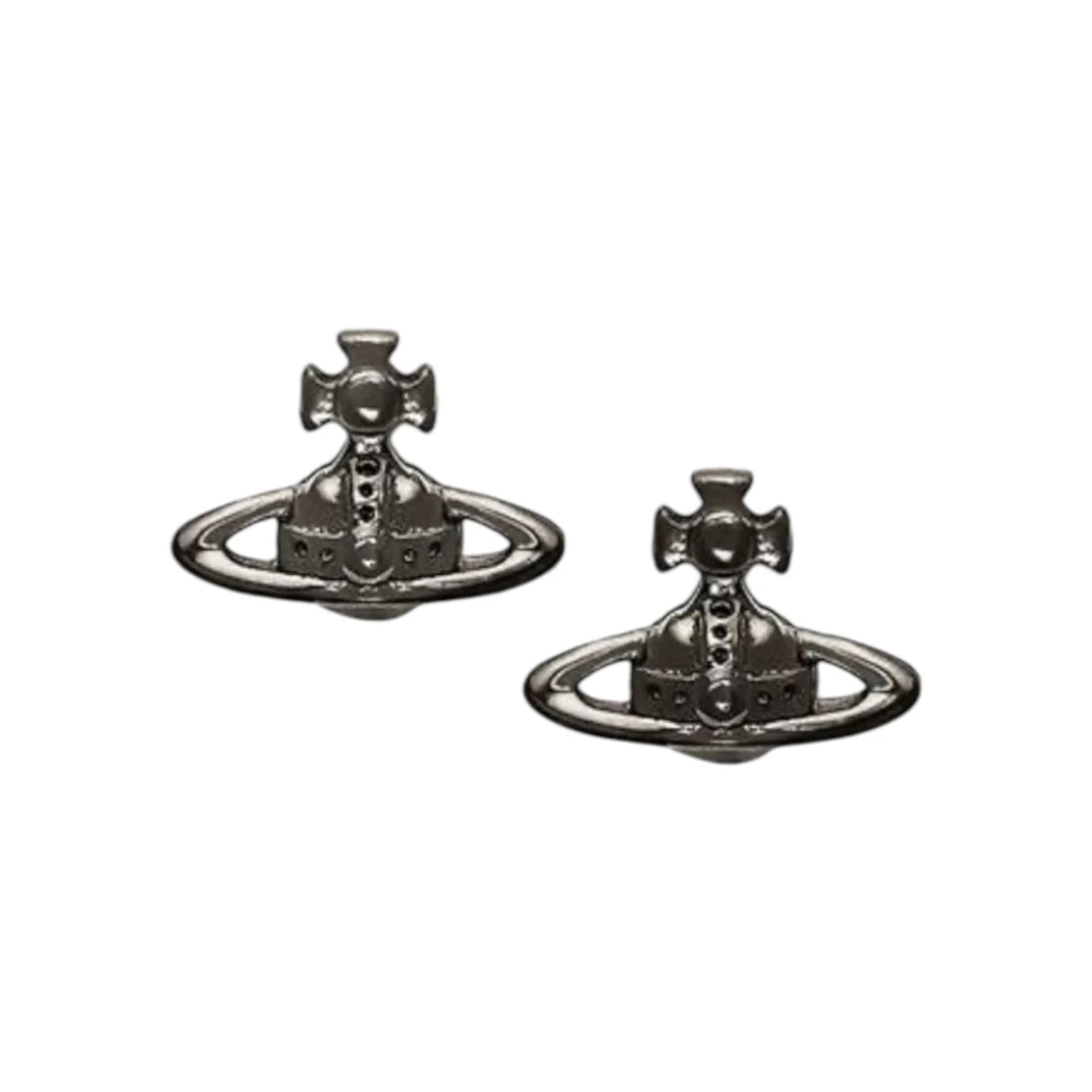 (NEW) VIVIENNE WESTWOOD LORELI STUD EARRINGS - RUTHENIUM (BRASS)