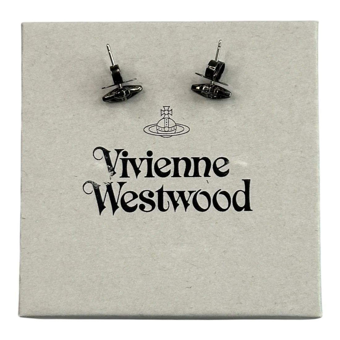 (NEW) VIVIENNE WESTWOOD LORELI STUD EARRINGS - RUTHENIUM (BRASS) - Image 3