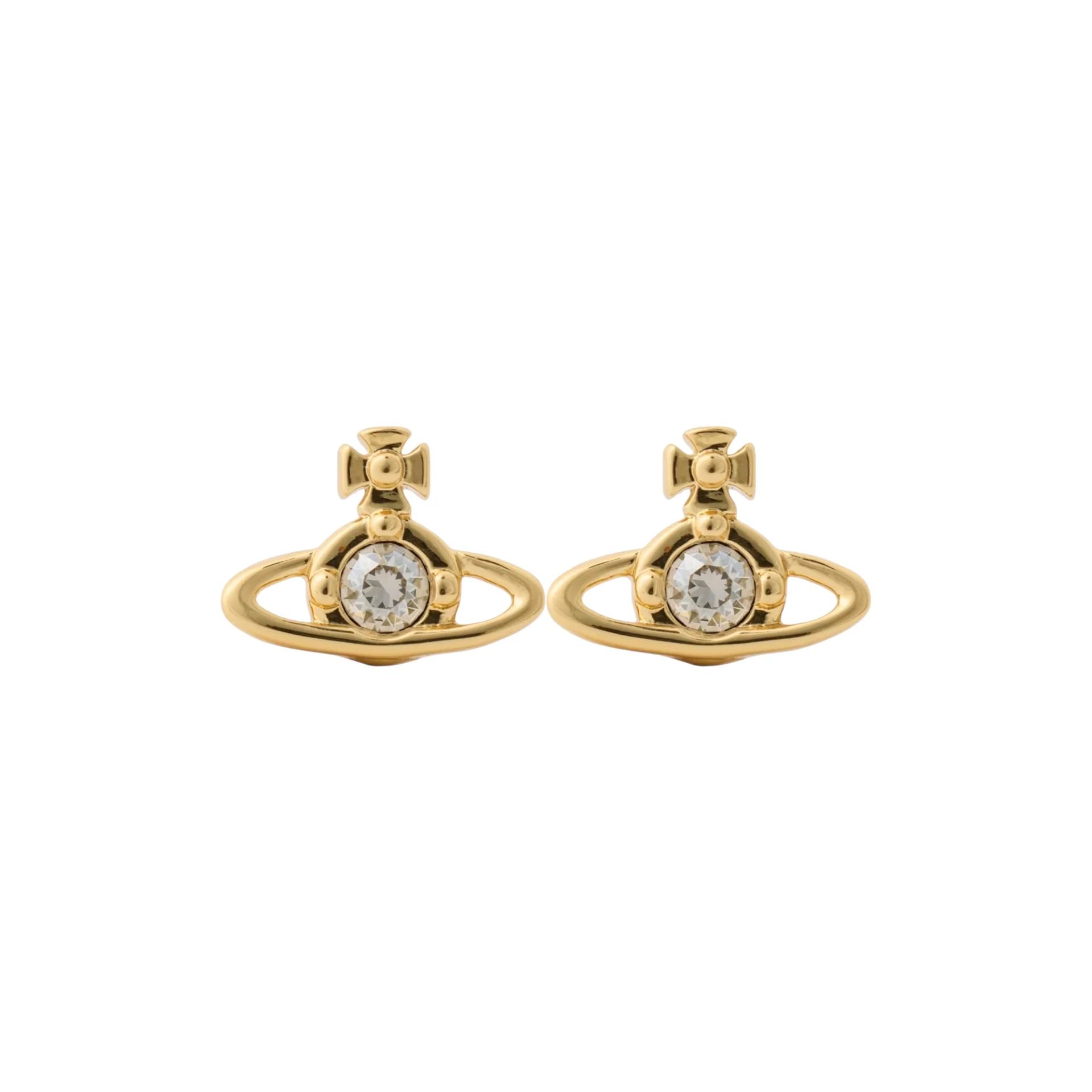 (NEW) VIVIENNE WESTWOOD NANO SOLITAIRE EARRINGS - GOLD (BRASS)
