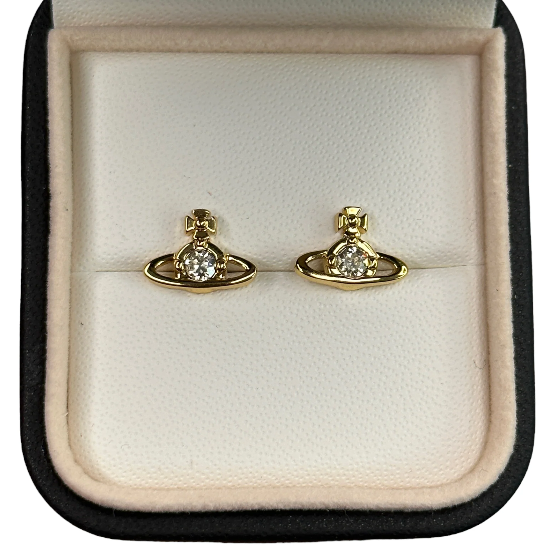 (NEW) VIVIENNE WESTWOOD NANO SOLITAIRE EARRINGS - GOLD (BRASS) - Image 2