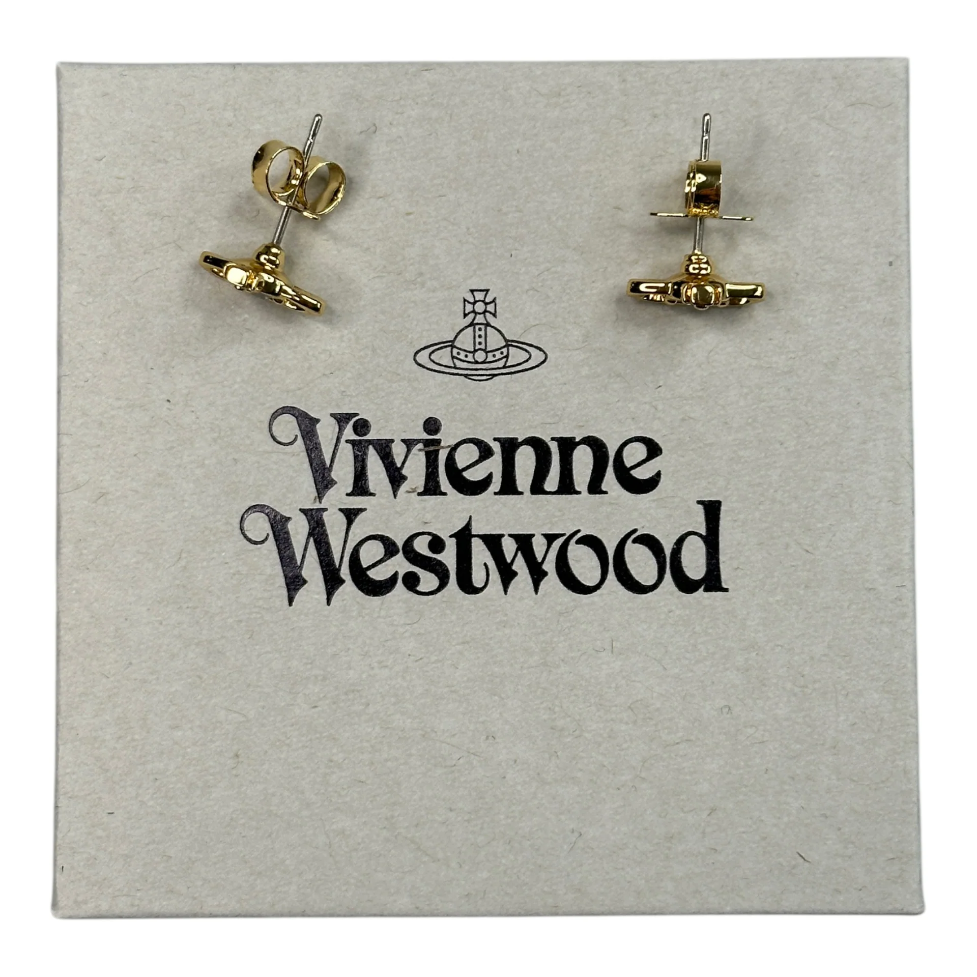 (NEW) VIVIENNE WESTWOOD NANO SOLITAIRE EARRINGS - GOLD (BRASS) - Image 3