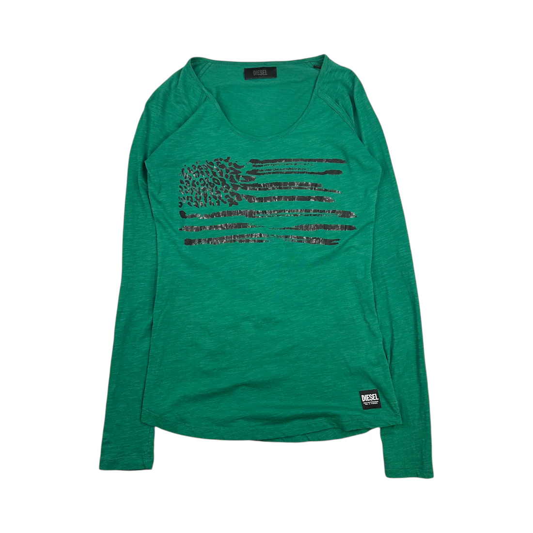 (XS) DIESEL FLAG LONG SLEEVE TOP - GREEN