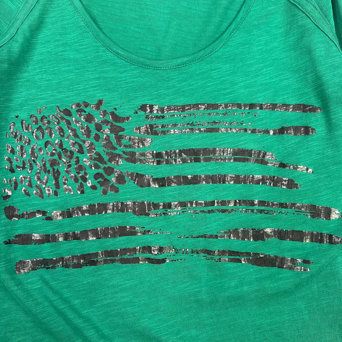 (XS) DIESEL FLAG LONG SLEEVE TOP - GREEN - Image 4
