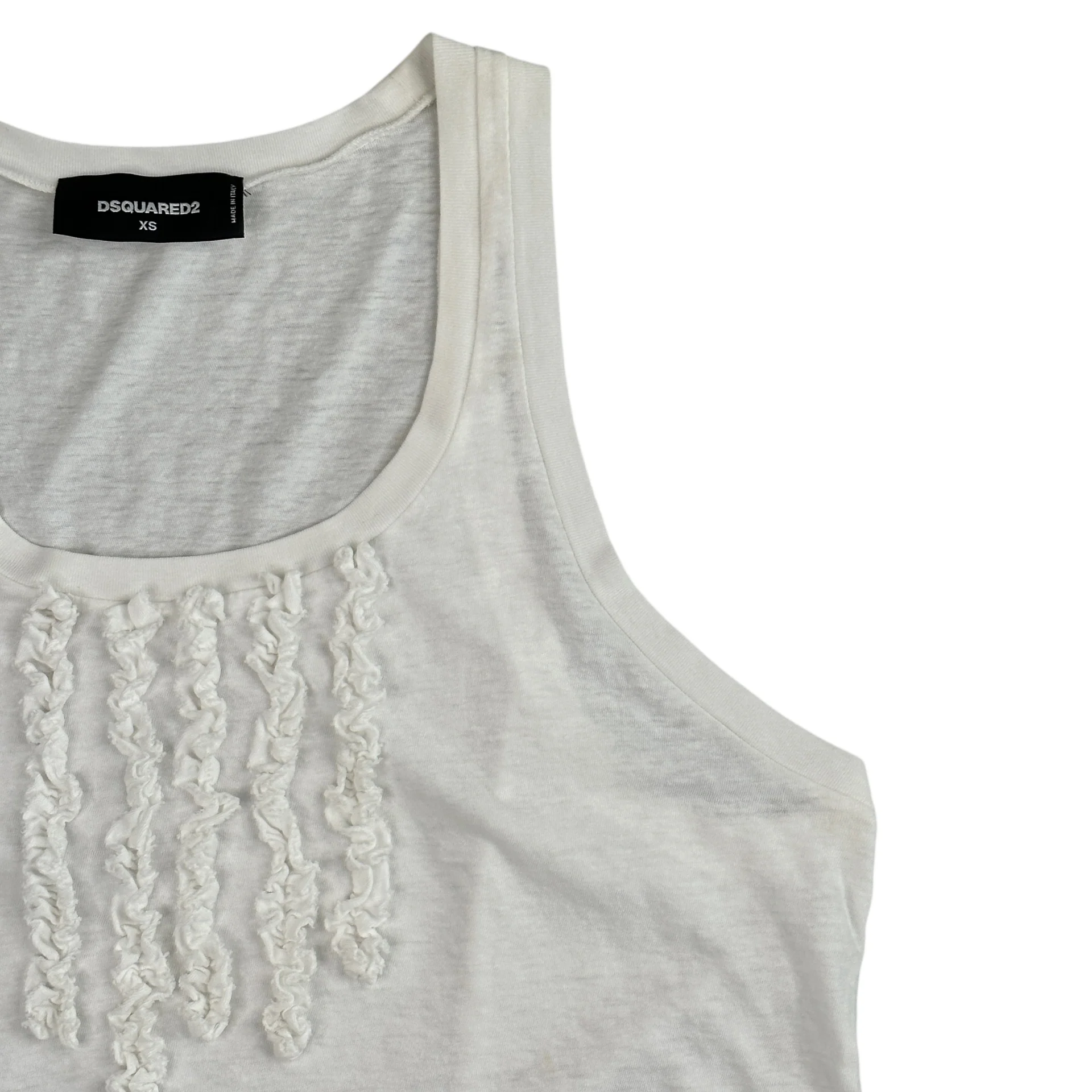 (XS) DSQUARED2 FRILLED TANK TOP - WHITE - Image 3